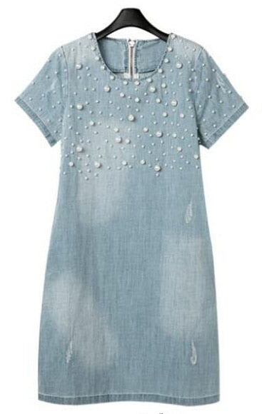 VenusFox casual beaded Denim Summer Dresses