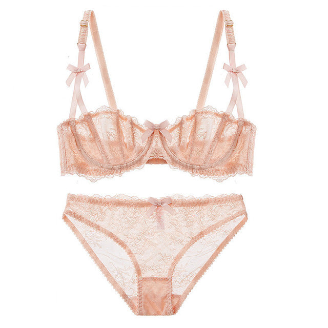 VenusFox Ultrathin lace embroidery underwear bra set