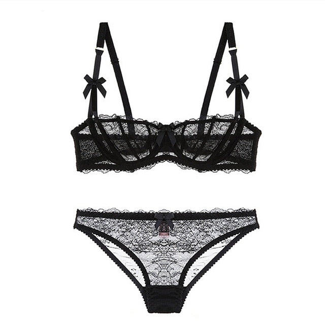 VenusFox Ultrathin lace embroidery underwear bra set