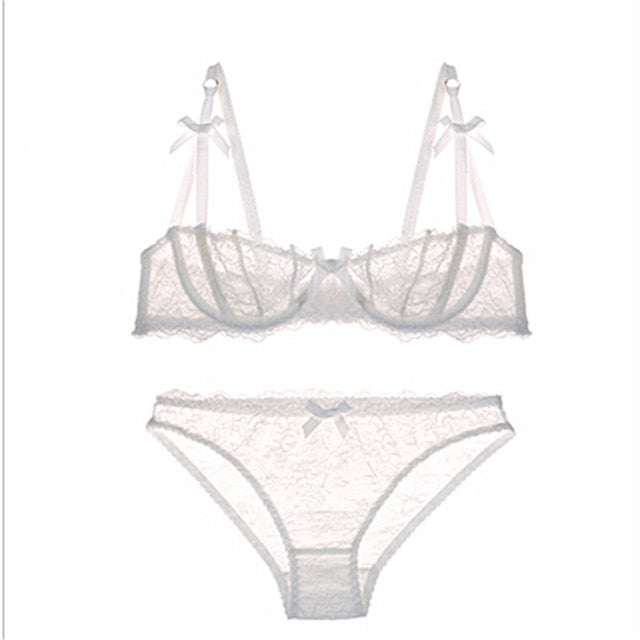 VenusFox Ultrathin lace embroidery underwear bra set