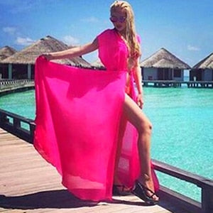 One Size Beach Cover up Candy Color Kaftan Dress