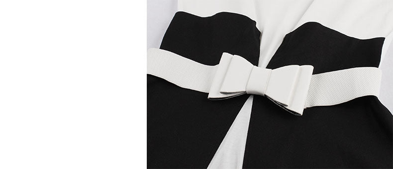 VenusFox 50s Vintage Black White Dress