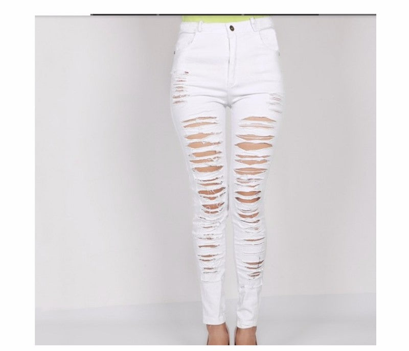 VenusFox High Waist Ripped Skinny Jeans