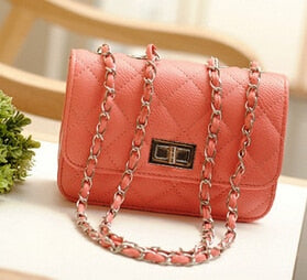 Fashion Leather Small Shoulder Bag with Gold Chain