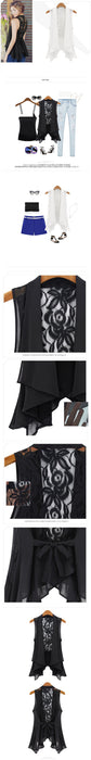 VenusFox Chiffon Lace Sleeveless Vest Outwear for Women