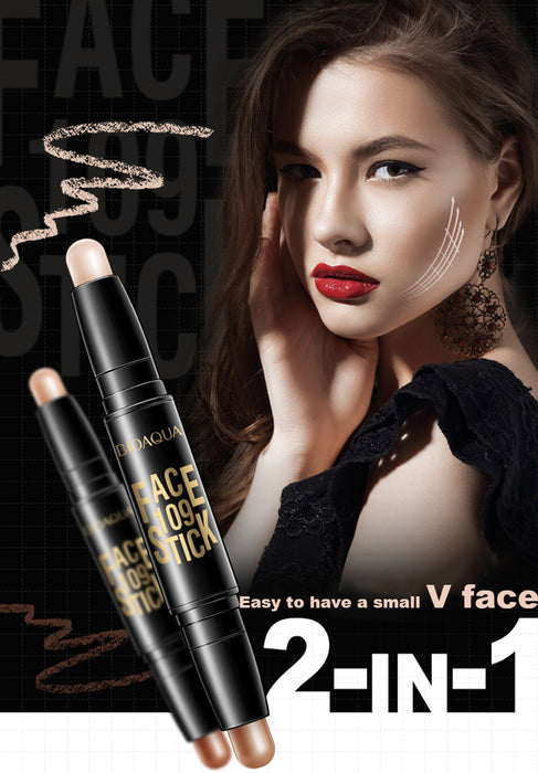 Double Head 3D Bronzer Highlighter Stick Face Makeup Concealer Pen