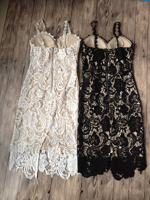 VenusFox White/ Black Sexy Sleeveless Lace Party dress