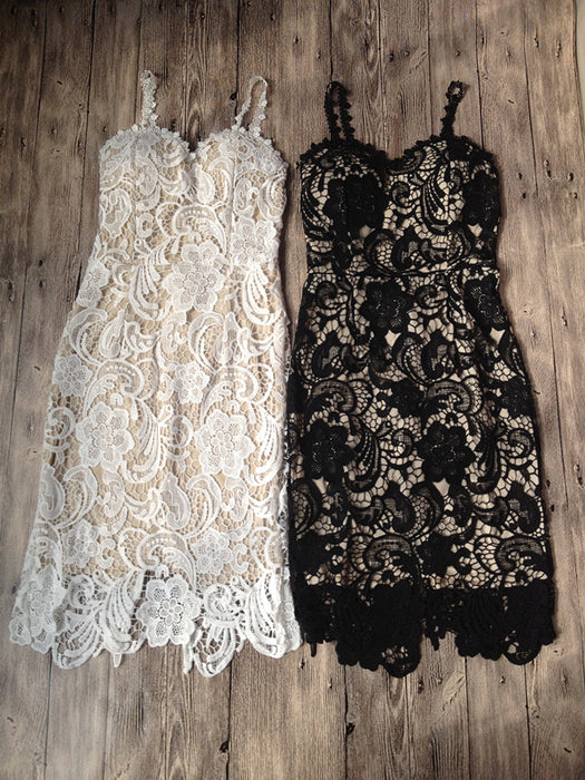 VenusFox White/ Black Sexy Sleeveless Lace Party dress