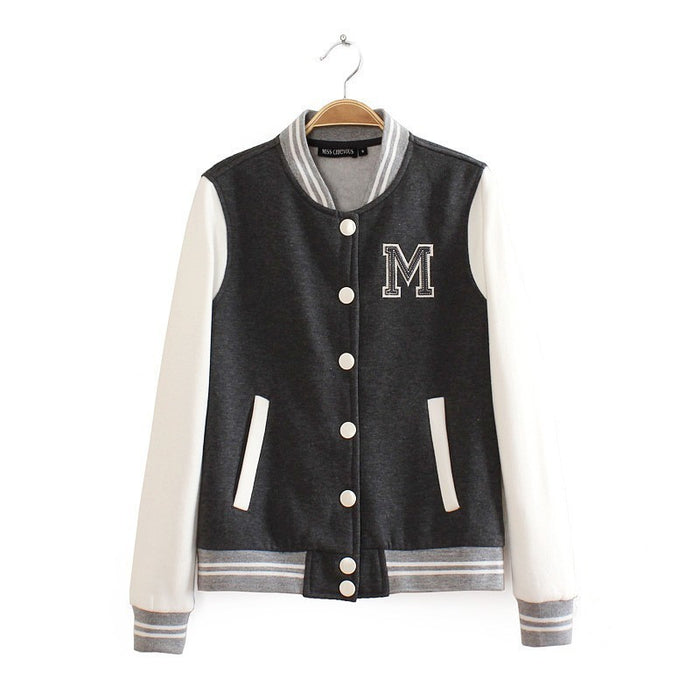 VenusFox M logo classical bomber o-neck women coat Baseball Jacket