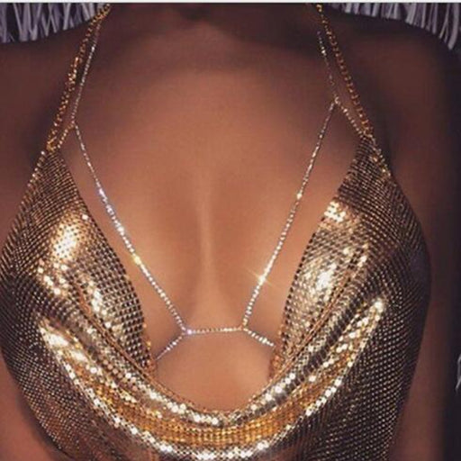 Sexy Sparkle Rhinestone Crystal Beach Bralette Bikini Jewelry body chain