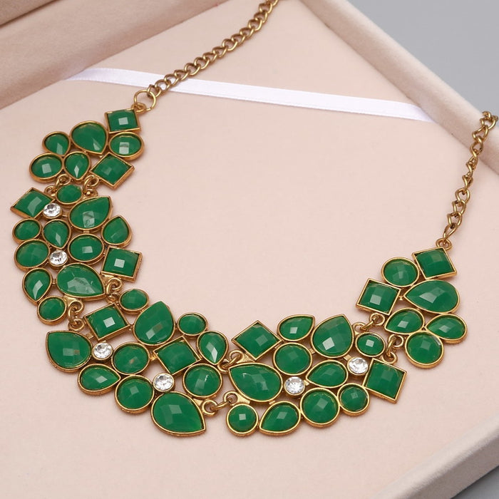 Women's 8 Colors Multicolor Big Pendant Clavicle Delicate Banquet Jewelry Chain Necklace