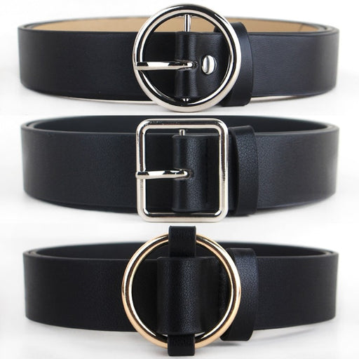 Fashion Simple Circle Pin Gold Buckles Wild  Belt  for women