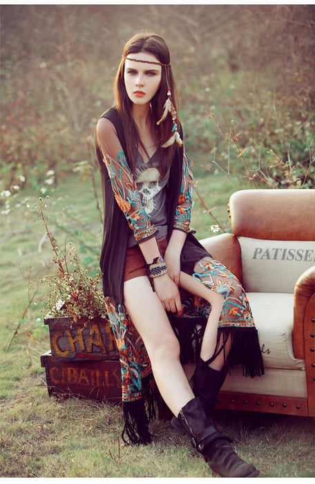 VenusFox Bohemian Style Kimono Cardigan Casual Fashion Boho Hippie