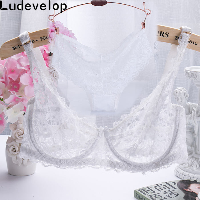 VenusFox Hollow out Lace Bra And Briefs Ultra-thin Set Sizes 32-40 ABC Cup