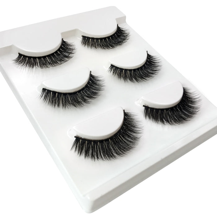 3 Pairs natural false eyelashes thick makeup real 3d mink lashes soft eyelash extension