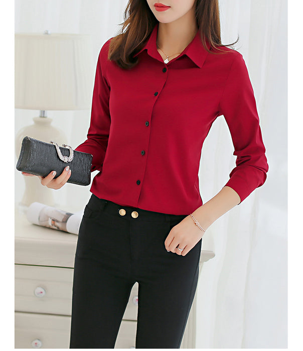 VenusFox Chiffon Long Sleeve Blouse Office Career Shirts Tops