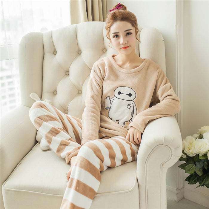 VenusFox Thick Warm Coral Velvet Pajamas Sets