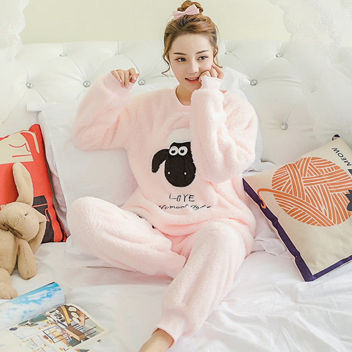 VenusFox Thick Warm Coral Velvet Pajamas Sets