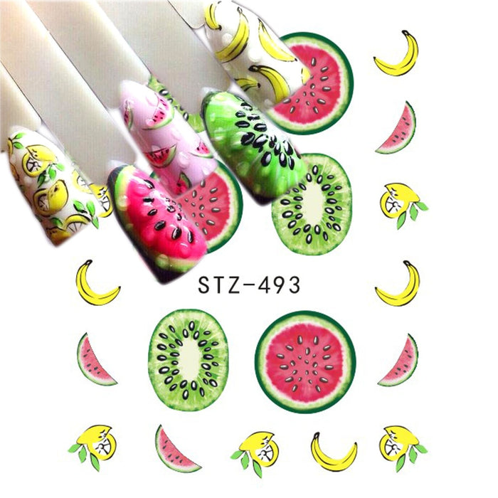 1PCS Summer Retro Harajuku Element Fruit Cake Lace Water Transfer Nail Manicure Art Sticker