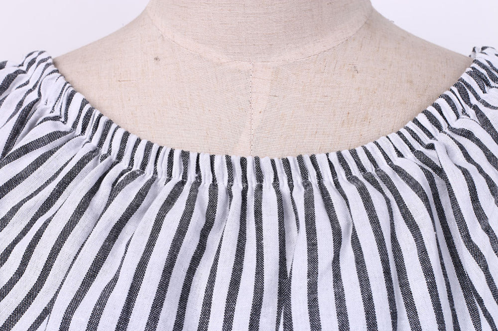 VenusFox Sexy Striped off shoulder Casual Dress