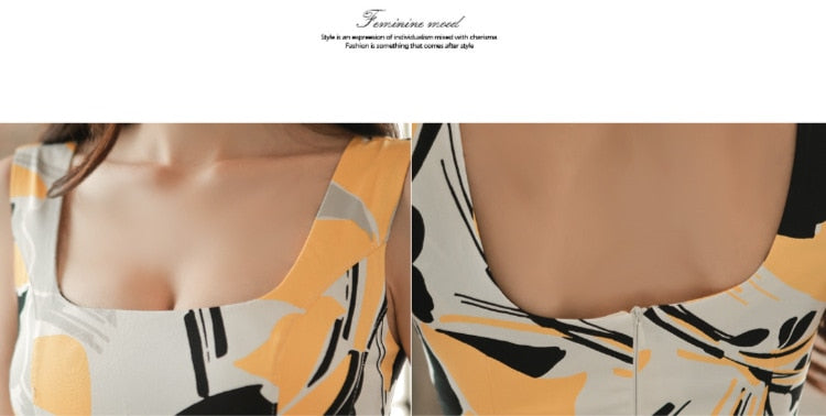 VenusFox Women's Cute Pencil Bandage Dress Sleeveless Square Collar