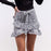 VenusFox Lace up plaid Ruffle high waist short skirt
