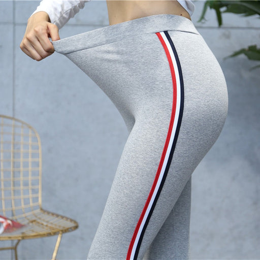 VenusFox High Waist Cotton Side stripes Fitness Leggings