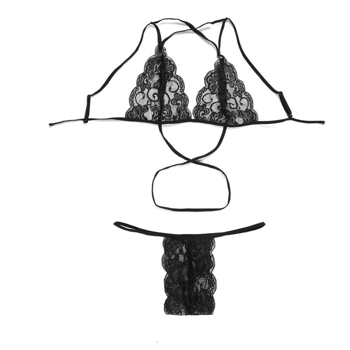 VenusFox Nightgown Sexy Lace Bra and High Waist G-string Underwear Set