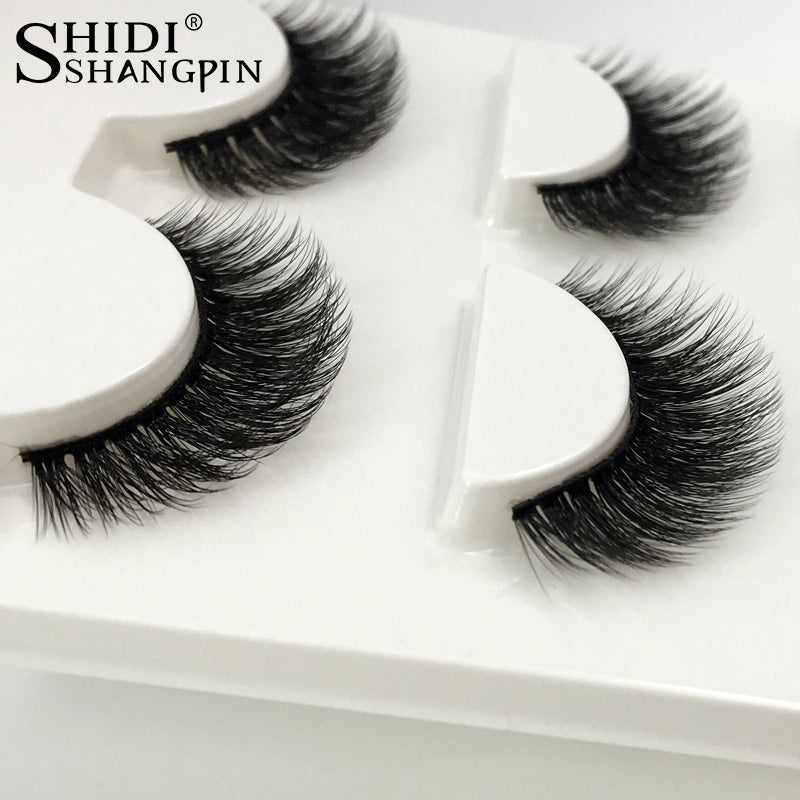 3 Pairs natural false eyelashes thick makeup real 3d mink lashes soft eyelash extension