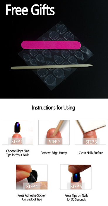 24pcs Fashion Long Fake Nails Tips Oval Pink Japanese Kimono Cherry Style