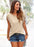 VenusFox Women Cotton Tassel Casual T-shirt Solid Color Tees