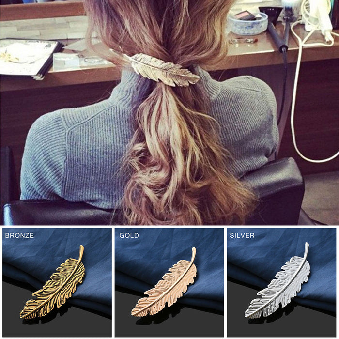 VenusFox Leaf Feather Metal Geometry Hair Clip Hairpin