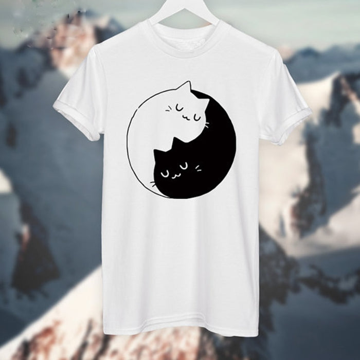 VenusFox T-shirt Cat Print O-Neck Sexy Tshirt