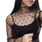 VenusFox Mesh Blouse Long Sleeve Stand Collar Polka Dot Transparent Elegant Tops