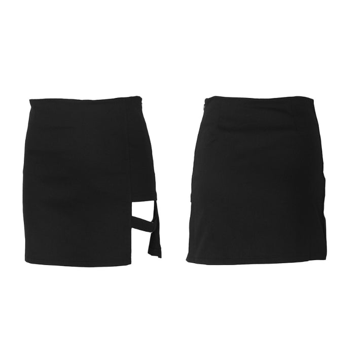 VenusFox Black Irregular Hem Pencil Mini Skirt