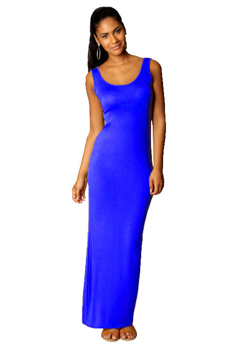 VenusFox Women High Stretch Tank Elegant Sexy O-neck Sleeveless Maxi Dress