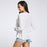 VenusFox Summer Chiffon Blouse Lace Up V Neck Ruffle Long Sleeve Shirt