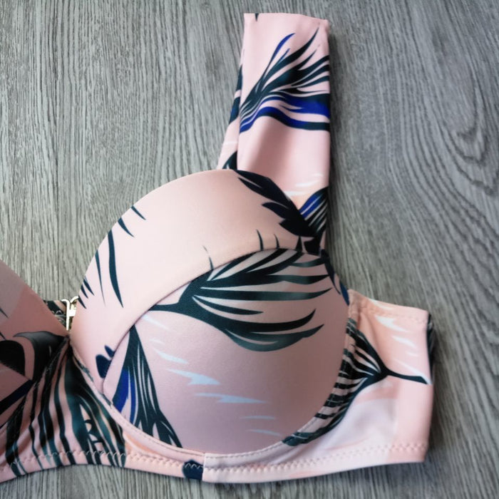 Sexy Cut Push Up Print Swimwear With Underwire