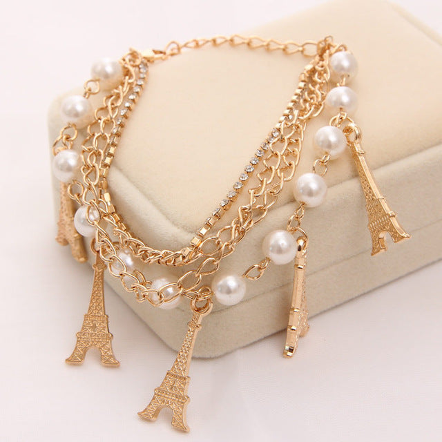 Women Fashion Jewelry Gold Color Heart Butterfly Charm Bracelets