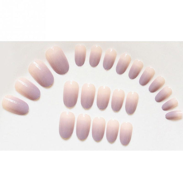 24pcs High Quality Fake Nail nude purple Design False Tips Full Cover