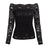 VenusFox Sexy Lace Hollow Out Off Shoulder Slash Neck Long Sleeves Blouse Tops