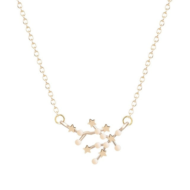 Women Long Chain Zodiac Sign 12 Constellation Star Choker Necklaces Necklaces