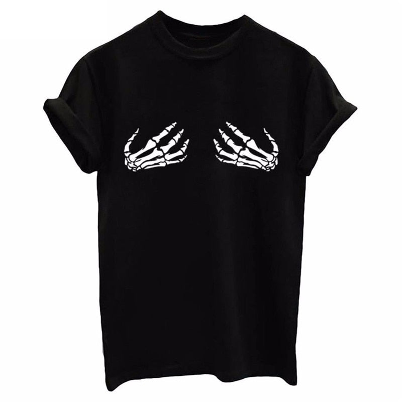 VenusFox Women's tops skull skeleton hands 3d pinting funny tops