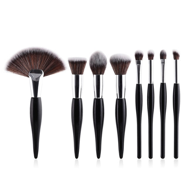 8 pcs/set soft synthetic head wood handle makeup brush kit