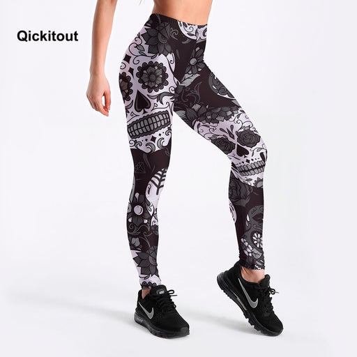 VenusFox Sexy Fashion  Digital Print Black&White skull Fitness Leggings