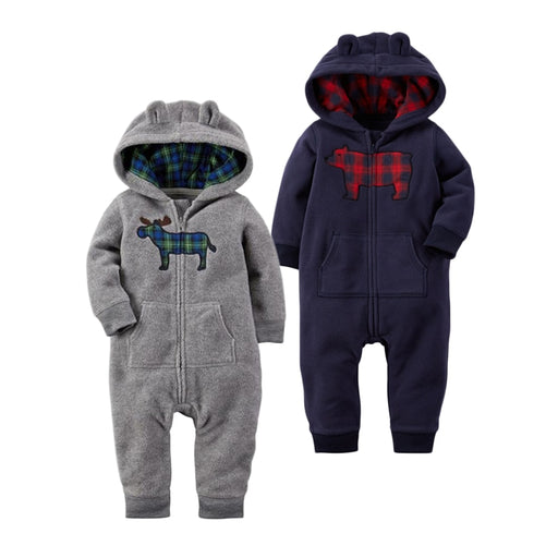 Fleece Hooded Baby Romper