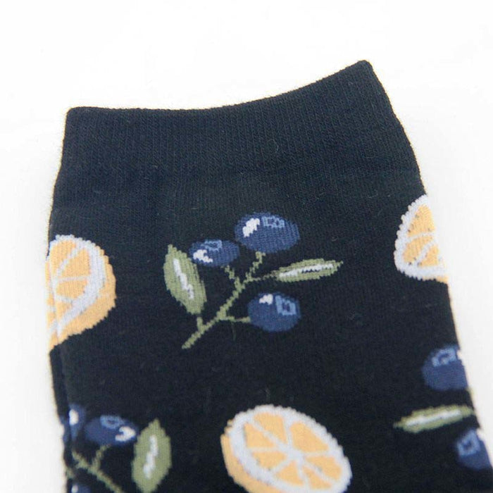 Fresh Fruits Lemon Avocado Pineapple Cherry Blueberry Orange Gardenias Banana Socks