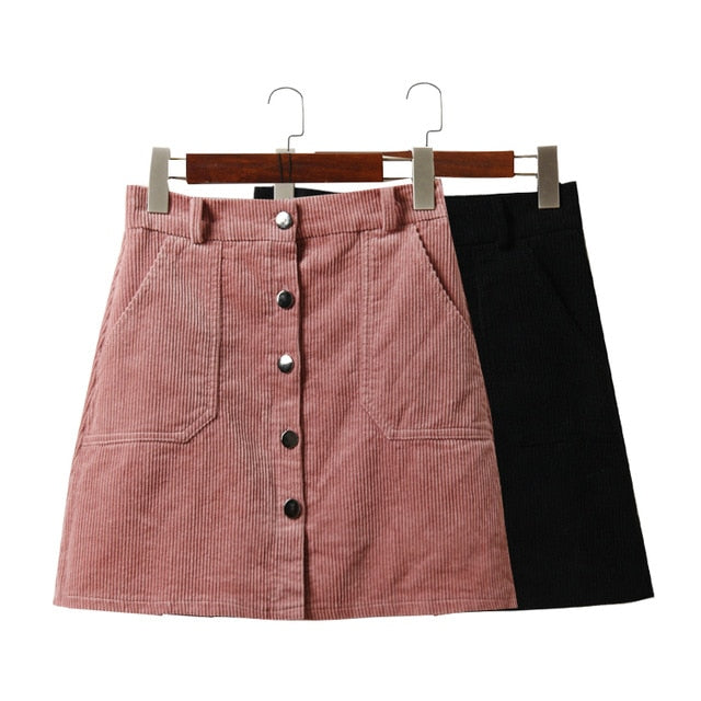 VenusFox High Waist Pocket Denim A-line Mini Skirt
