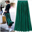 VenusFox Vintage Metallic High Waist Pleated Long Skirt