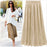 VenusFox Vintage Metallic High Waist Pleated Long Skirt